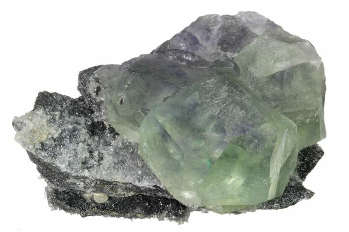 Purple-Green Cuboctahedral Fluorite on Sparkling Quartz - China #161781